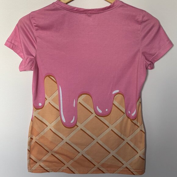 Ice Cream Trompe-l'oeil T-Shirt in Pink and Light Brown - Picture 3 of 5